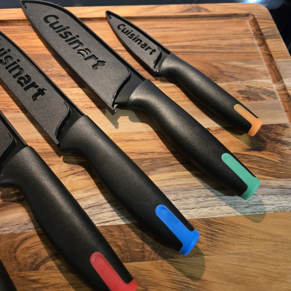 Cuisinart C55-7PCE Ceramic Coated Cutlery Set Color End Caps Kitchen Knives 6 PC